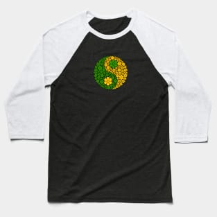 Green and Yellow Yin Yang Flowers Baseball T-Shirt